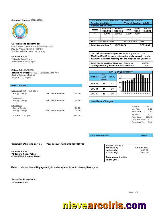 Nigeria Nigerian Electricity Regulatory Commission electricity business utility bill